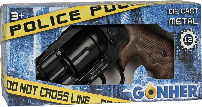 Policejní revolver Gold colection černý kovový 12 ran