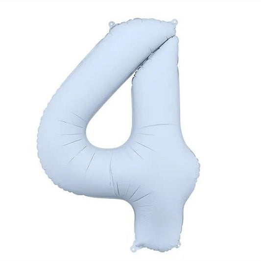Balónek fóliový číslo 4 mlhavě modrá 86 cm