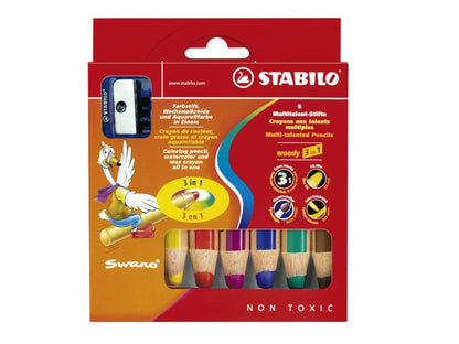 STABILO WOODY 3v1 6ks + ořez.