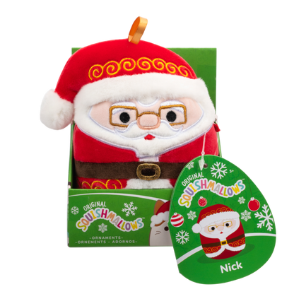 Plyšový mazlíček Squishmallows Vánoční ozdoba Santa s brýlemi - Nick, 10 cm