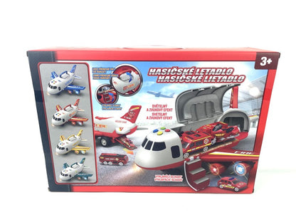Hasičské letadlo s nákladním prostorem + 3 autíčka 1:64