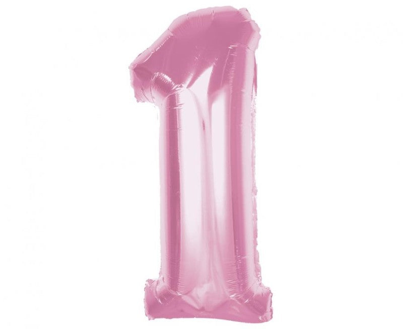 Balónek fóliový číslo 1 světle růžový 92 cm