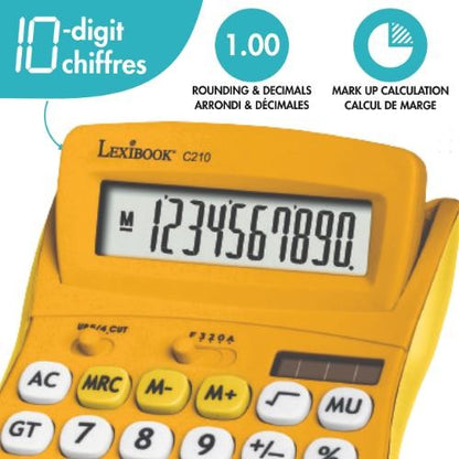 Lexibook 10místná kapesní kalkulačka s gumovým povrchem žlutá