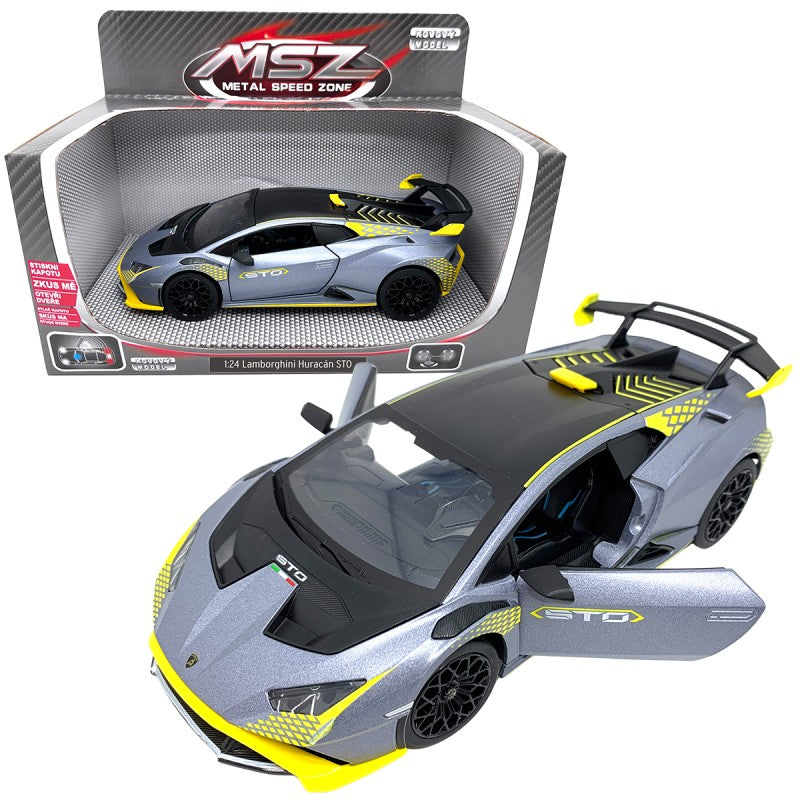 Kovový model - 1:24 Lamborghini Huracán STO Stříbrně šedá