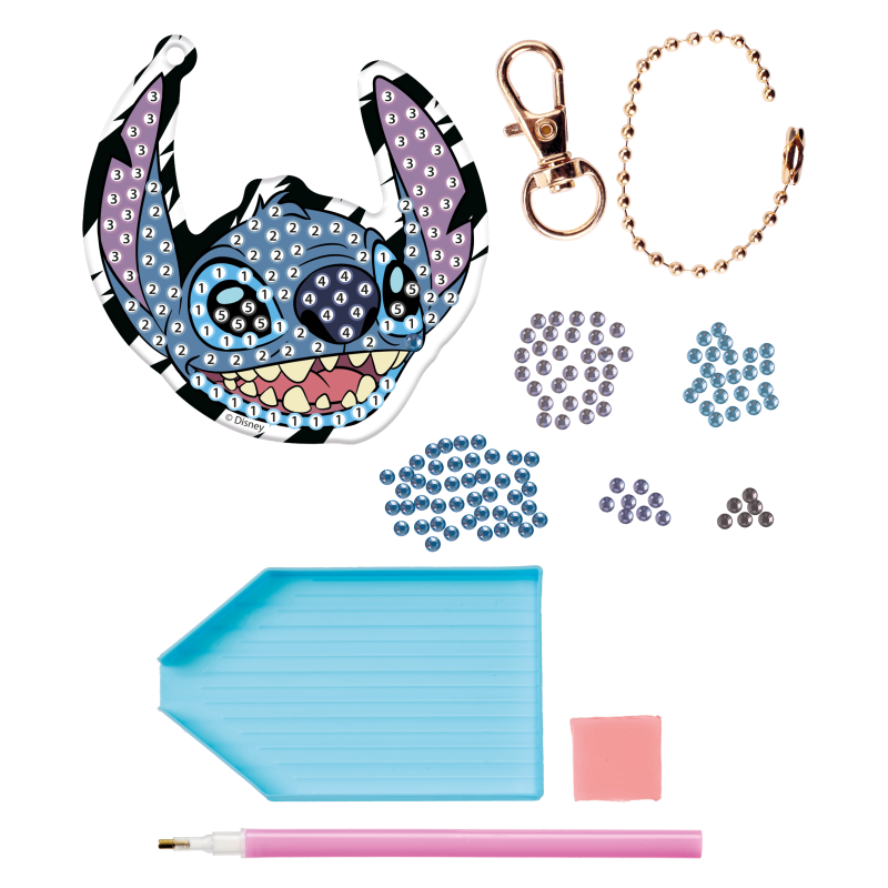 Diamantové malování Stitch - výroba klíčenky