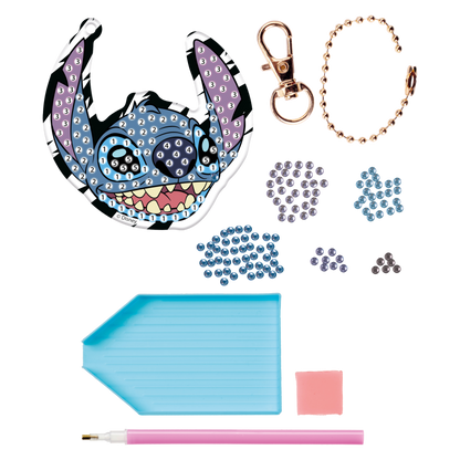 Diamantové malování Stitch - výroba klíčenky