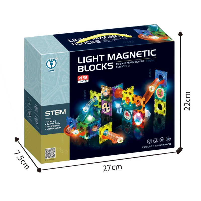 Kuličkodráha magnetická se světlem 49 ks