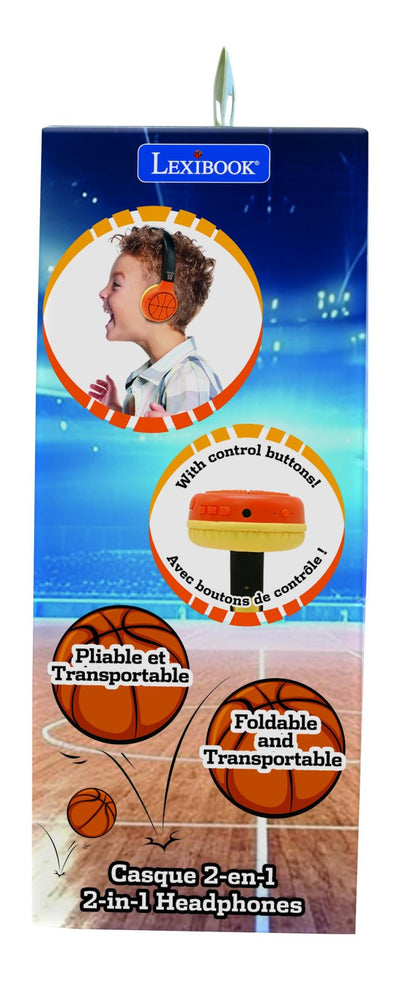 Lexibook 2v1 bluetooth skládací sluchátka Basketbal s limitem hlasitosti
