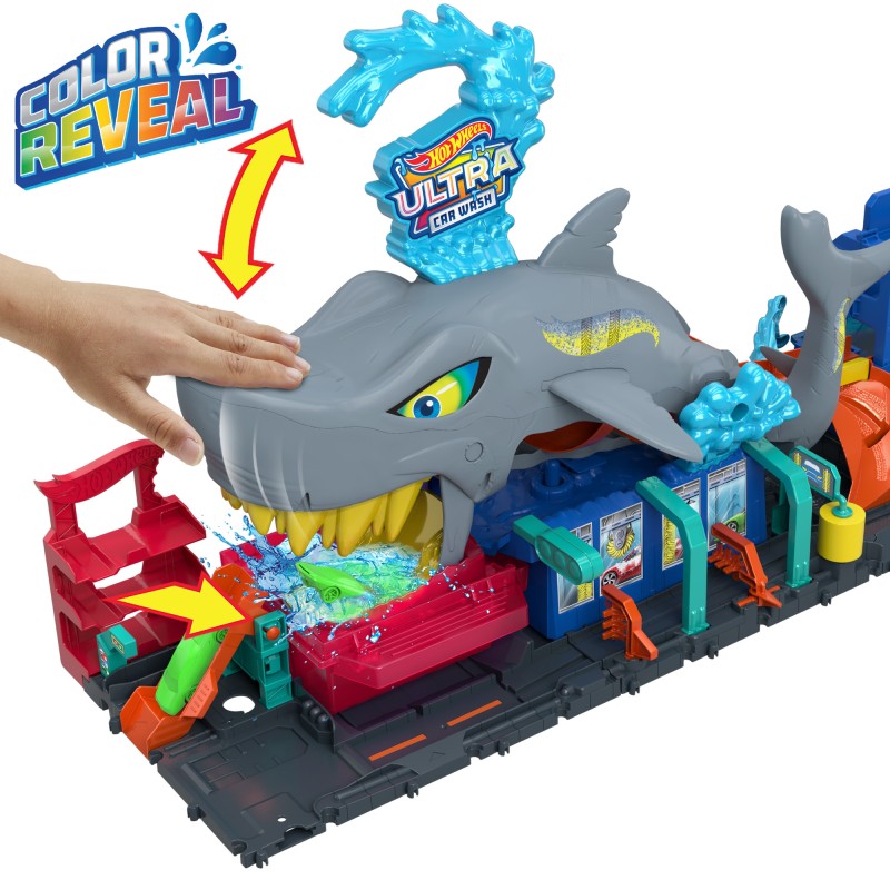 Hot Wheels city color reveal automyčka se žralokem