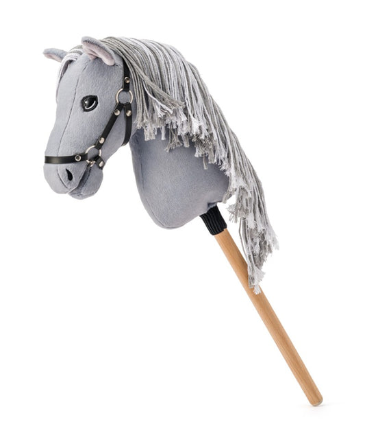 Hobby horse Apollo, šedý kůň na tyči, provázková hříva