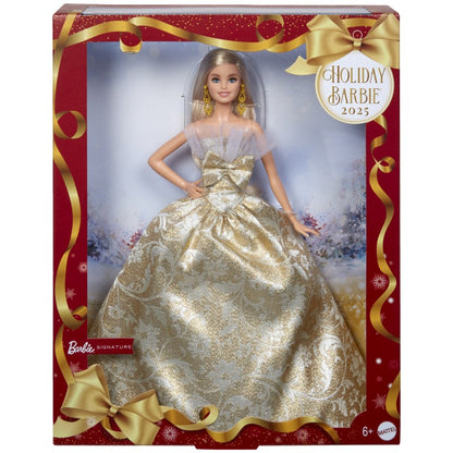 Barbie vánoční panenka blondýnka 2025