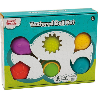 Sada míčků 6ks s texturou gumové 6cm v krabici 6m+