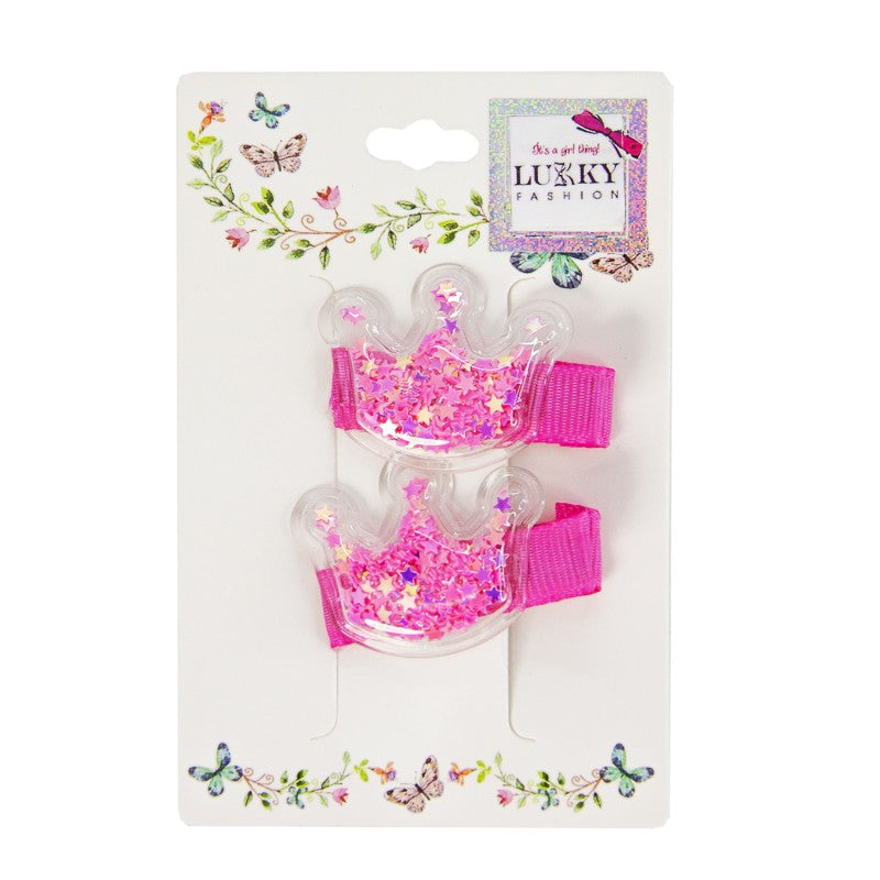 Lukky Fashion Set do vlasů s korunkou, dvojbalení (asst. 3) růžové