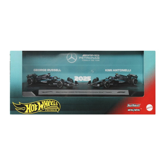 Hot Wheels 2 ks angličák premium Formula 1 Mercedes AMG Russell & Antonelli