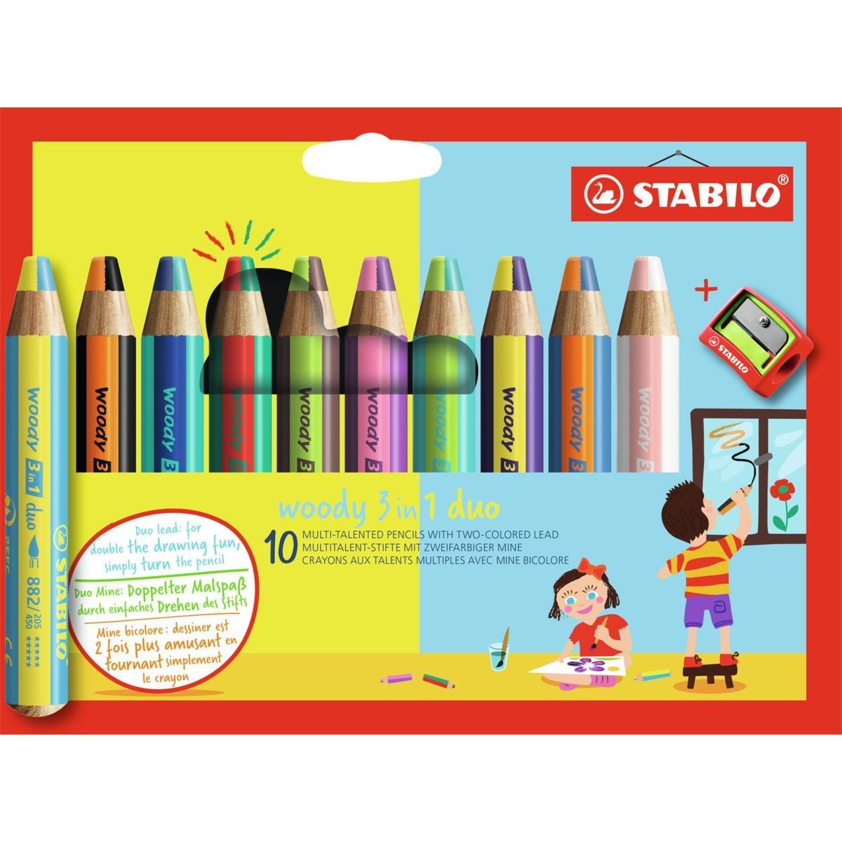 STABILO woody 3 in 1 duo 10 ks Sada v kartonovém obalu s oře