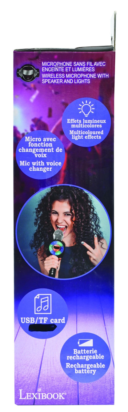 Lexibook bezdrátový karaoke mikrofon iParty s vestavěným reproduktorem a světelnými efekty