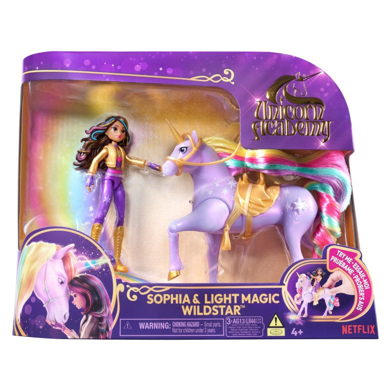 Unicorn academy světelný jednorožec a figurka 11 cm Sophia & Wildstar