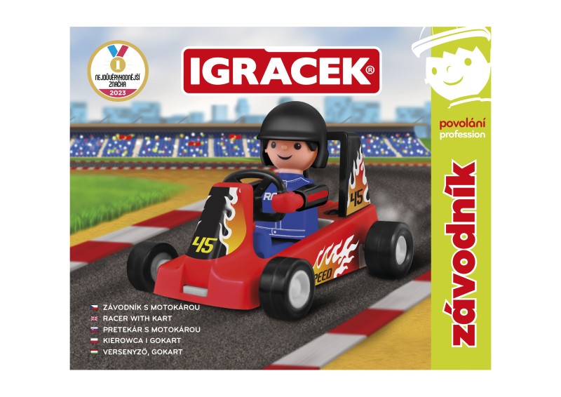 Igráček Závodník - figurka s červenou motokárou