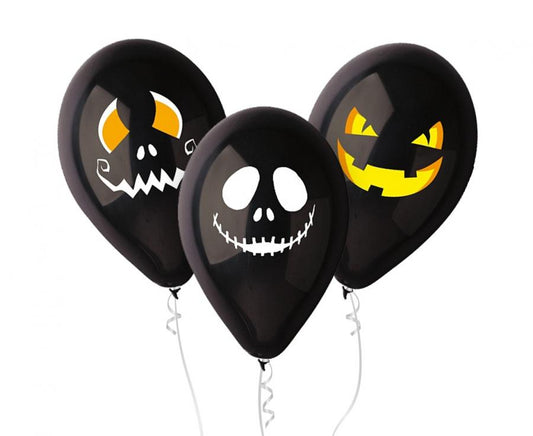 Balónky latexové Strašidelné halloweenské obličeje 30 cm 3 ks