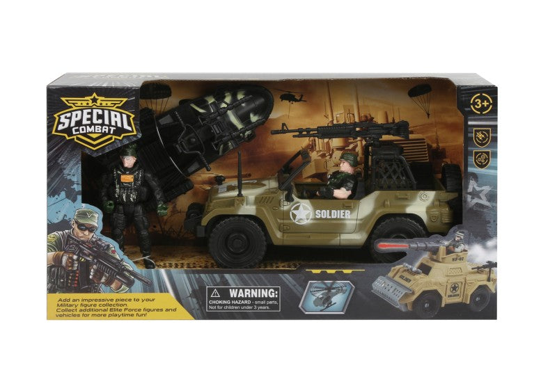 Vojenská sada + 2 figurky skútr a auto