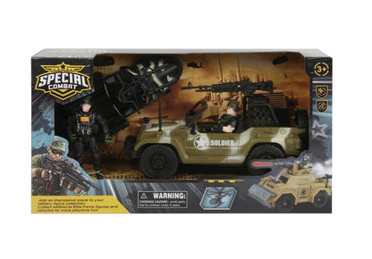 Vojenská sada + 2 figurky skútr a auto