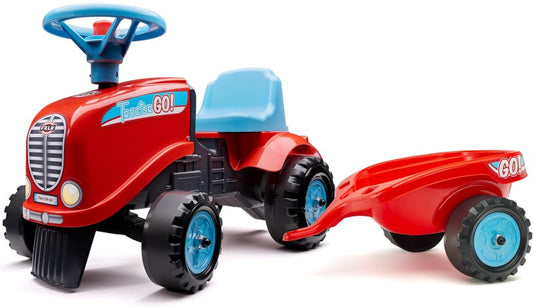 Odstrkovadlo - traktor Go Farm červené s volantem a valníkem