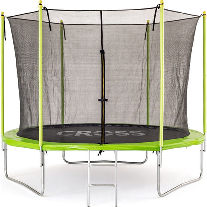 Trampolína Cross se sítí a žebříkem, zelenočerná, 306x306x250cm