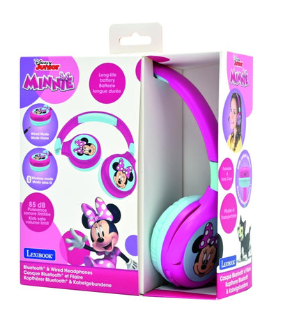 Lexibook 2v1 bluetooth skládací sluchátka Minnie s limitem hlasitosti