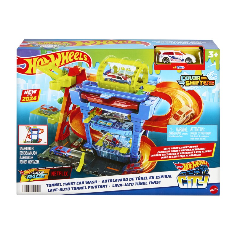 Hot Wheels city color shifters automyčka s otočným tunelem