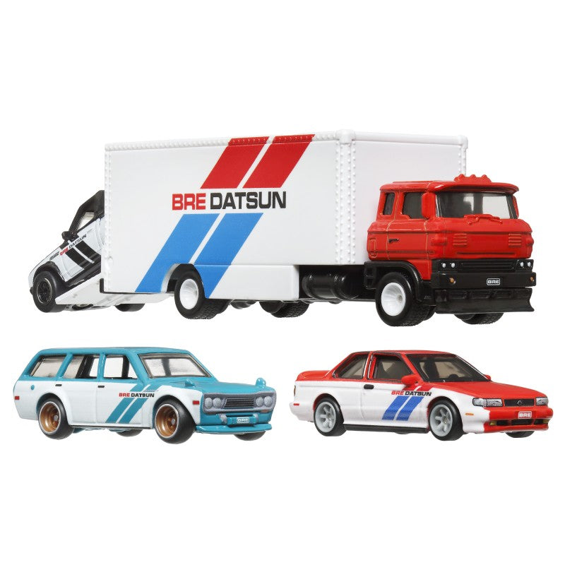 Hot Wheels 3ks prémiový angličák s týmovým tahačem - závod Le Mans