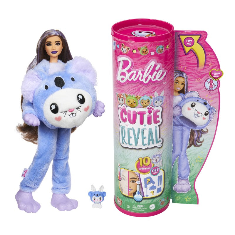 Barbie cutie reveal Barbie v kostýmu Zajíček ve fialovém kostýmu roztomilé Koaly