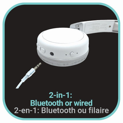 Lexibook 2v1 bluetooth skládací sluchátka bílá