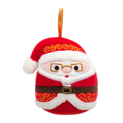 Plyšový mazlíček Squishmallows Vánoční ozdoba Santa s brýlemi - Nick, 10 cm