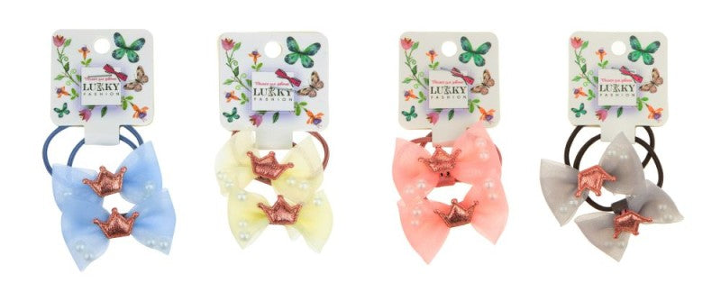 Lukky Fashion Gumičky set, mašle s korálky, dvojbalení (asst 4) žluté