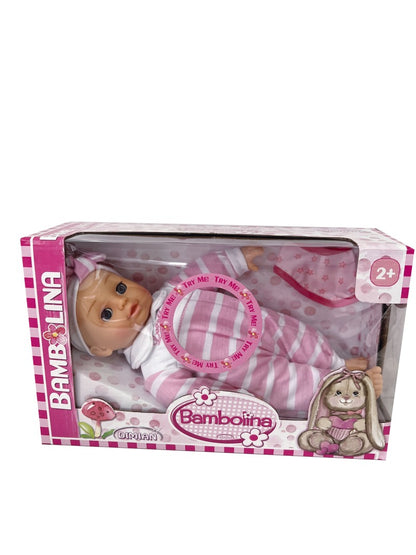 Panenka Bambolina Bebe 34 cm s 50 českými slovy růžový overal