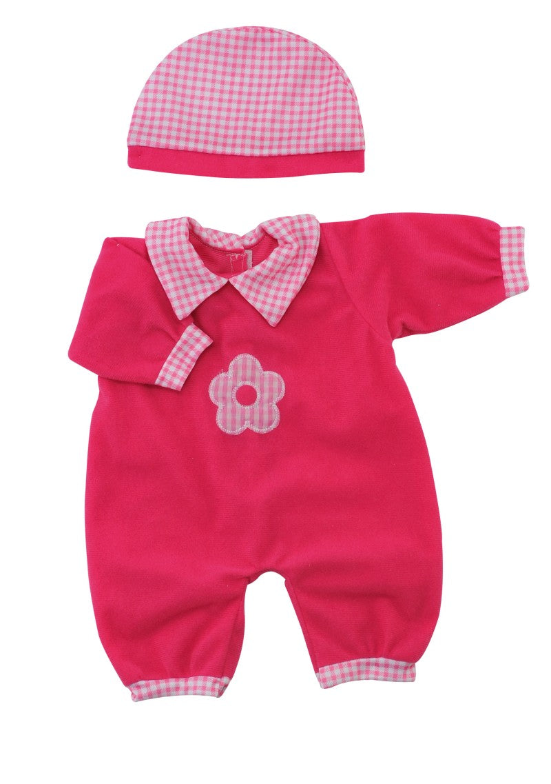 Oblečky pro panenku 42-48 cm Bambolina Amore puntíkatý komplet s čepičkou