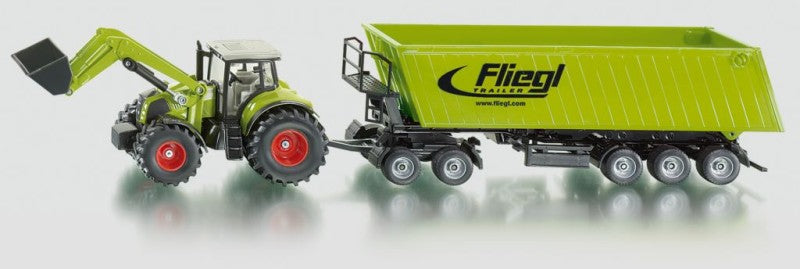 SIKU Farmer - Traktor s předním nakladačem a přívěsem 1:50