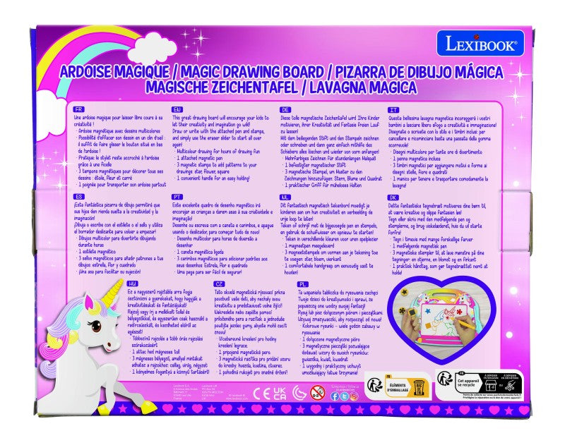 Lexibook vícebarevná kreslící tabulka Jednorožec s razítky