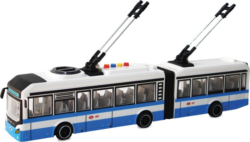 City Service Car - 1:16 Kloubový trolejbus - modrý na setrvačník se zvuky