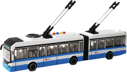 City Service Car - 1:16 Kloubový trolejbus - modrý na setrvačník se zvuky