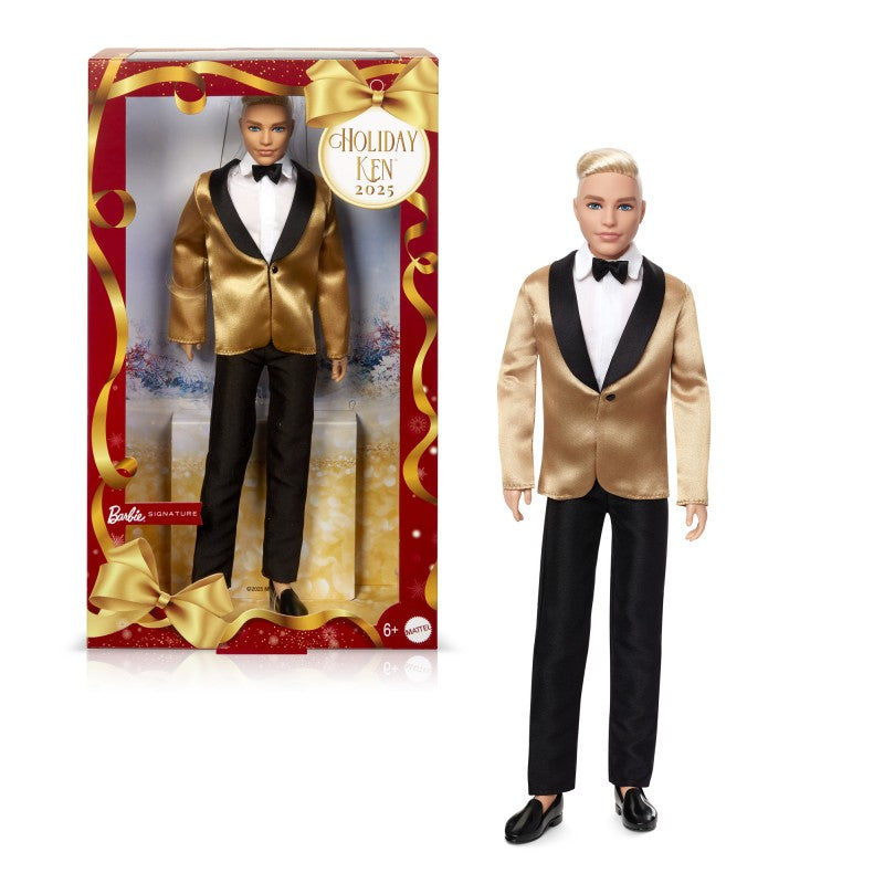Barbie vánoční panenka Ken blond 2025