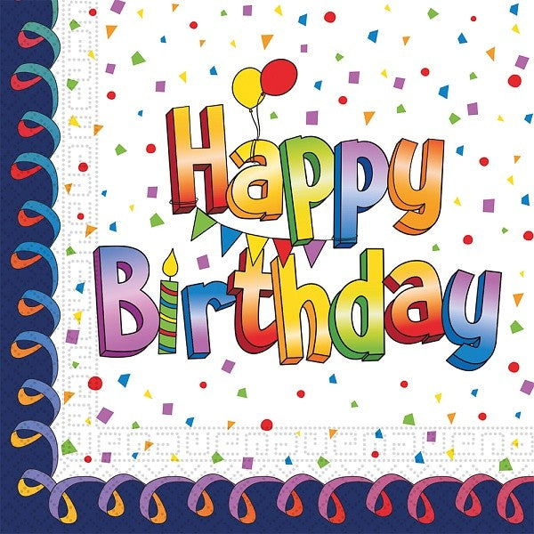 Ubrousky papírové Happy Birthday multicolour 33x33 cm 20 ks