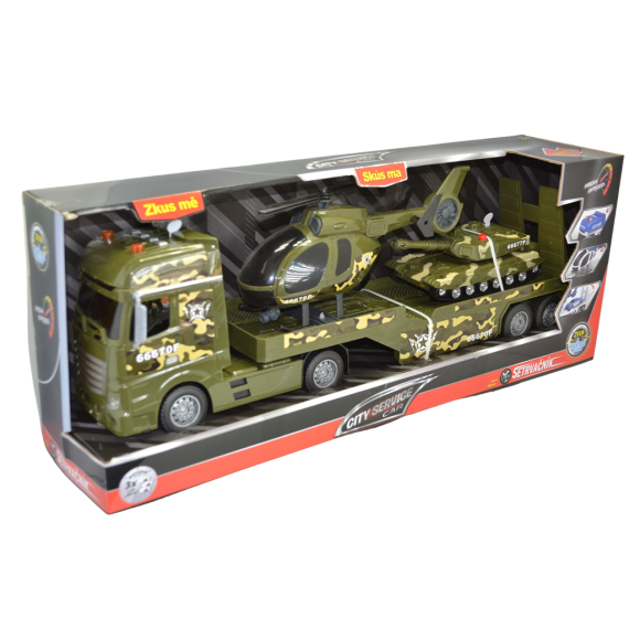 City Service Car - 1:12 Vojenský tahač s vrtulníkem a tankem