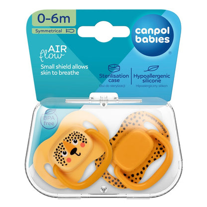 Set symetrických silikonových dudlíků BabiesBoo 0-6m 2ks oranžový