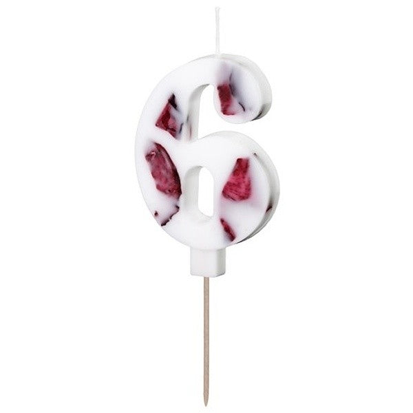 Svička Číslice 6 bílá s okvětními lístky 8 cm