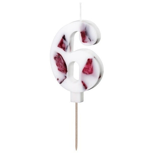 Svička Číslice 6 bílá s okvětními lístky 8 cm