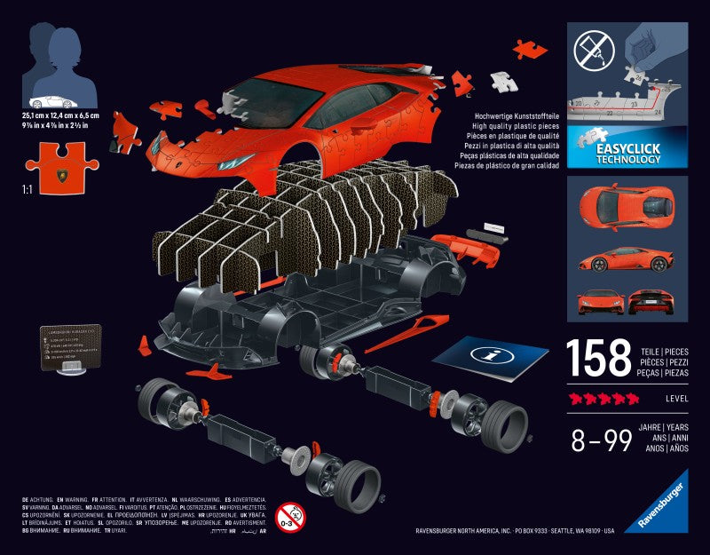 Puzzle 3D Iconics: Lamborghini Huracán Evo oranžové