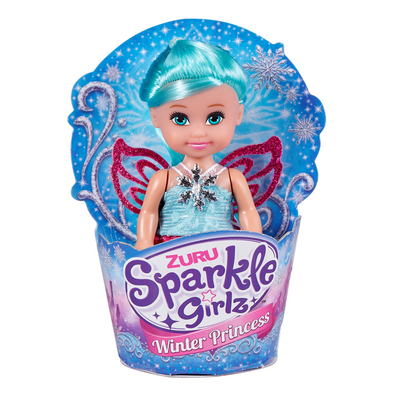 Princezna zimní Sparkle Girlz malá v kornoutku hnědé vlasy a fialové šaty