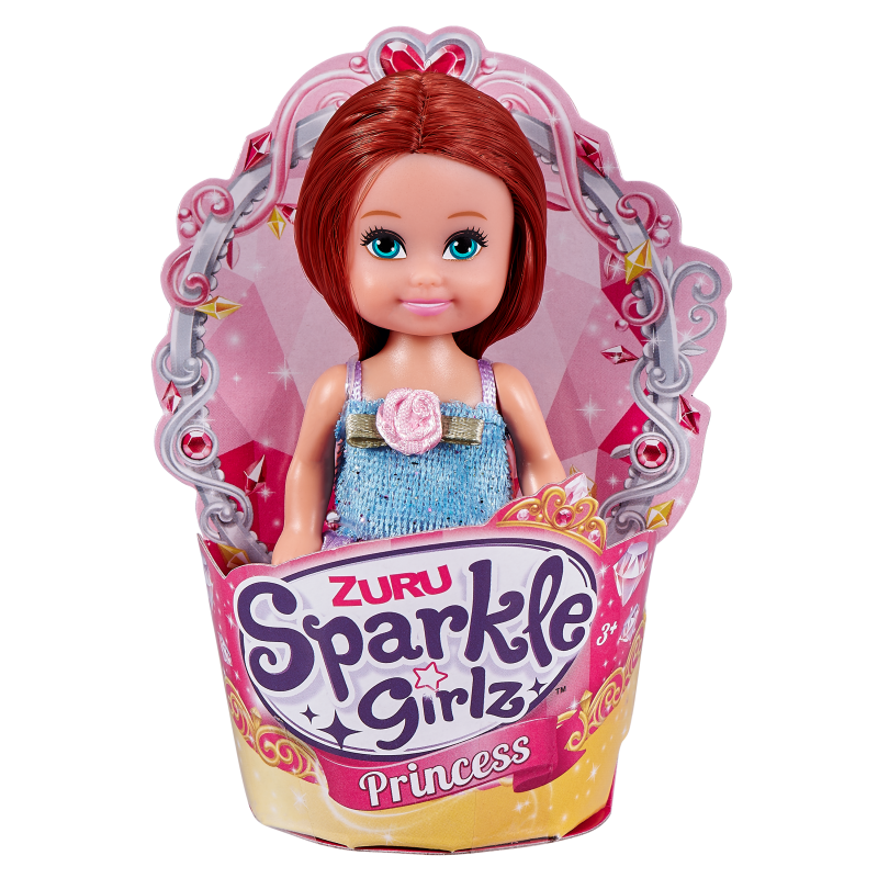 Princezna Sparkle Girlz malá v kornoutku růžovo-zelené šaty- hnědé vlasy