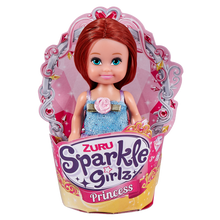 Princezna Sparkle Girlz malá v kornoutku růžovo-zelené šaty- hnědé vlasy